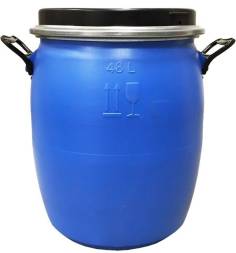 Бочка пластиковая с крышкой, металлическим обручем и ручками, 48 л, синий [БП 48р]