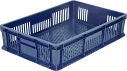 Ящик пластиковый перфорированный, 600×400×140 мм, 27 л, зелёный [705.01.02]