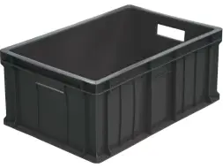 Ящик пластиковый сплошной, 600x400x250 мм, 46 л, черный [204]