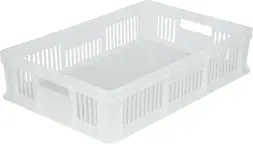 Ящик пластиковый перфорированный, 600×400×140 мм, 27 л, белый [705.02.01 М]