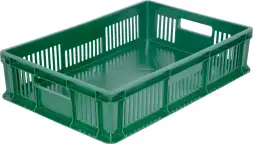 Ящик пластиковый перфорированный, 600×400×140 мм, 27 л, зелёный [705.02.01 м]